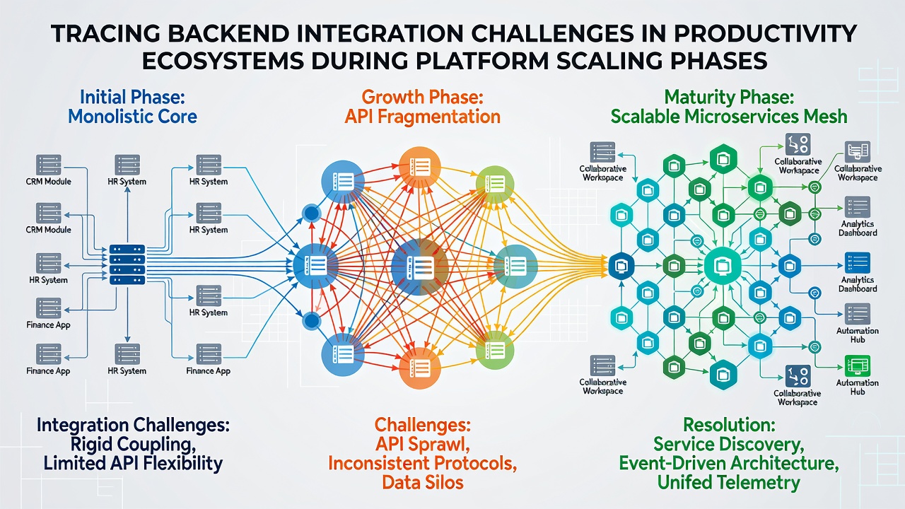 Chart showing common integration failure points during platform growth phases